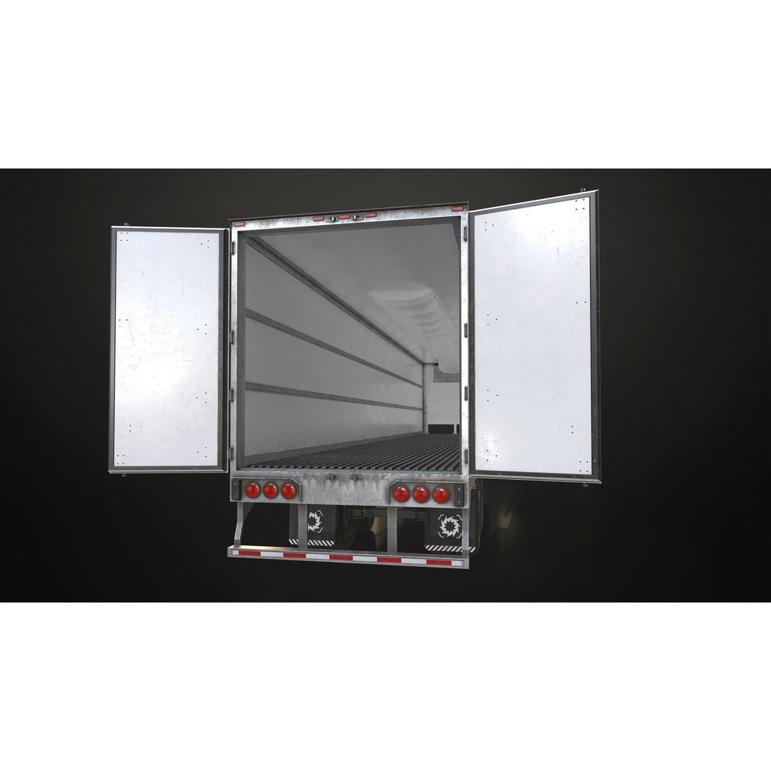Semi Truck 3D Model – Low Poly Refrigerated Trailer, Game Ready, FBX - View 15