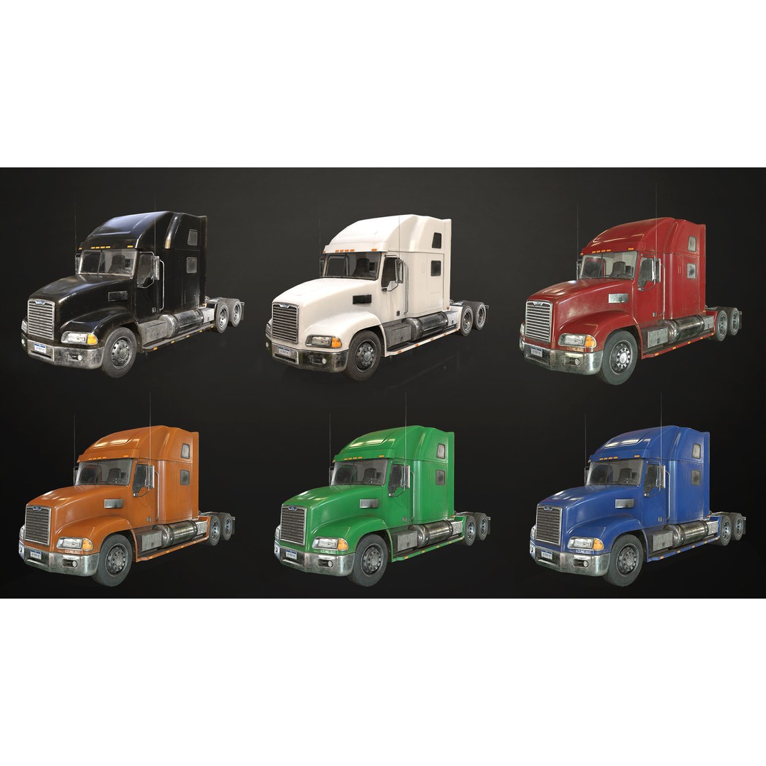 Semi Truck 3D Model – Low Poly Refrigerated Trailer, Game Ready, FBX - View 19