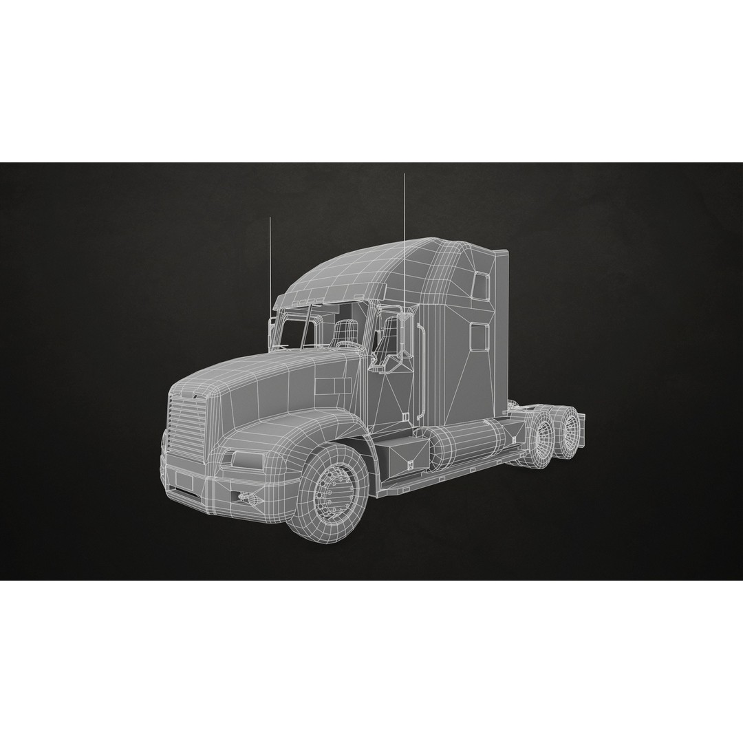 Semi Truck 3D Model – Low Poly Refrigerated Trailer, Game Ready, FBX - View 21