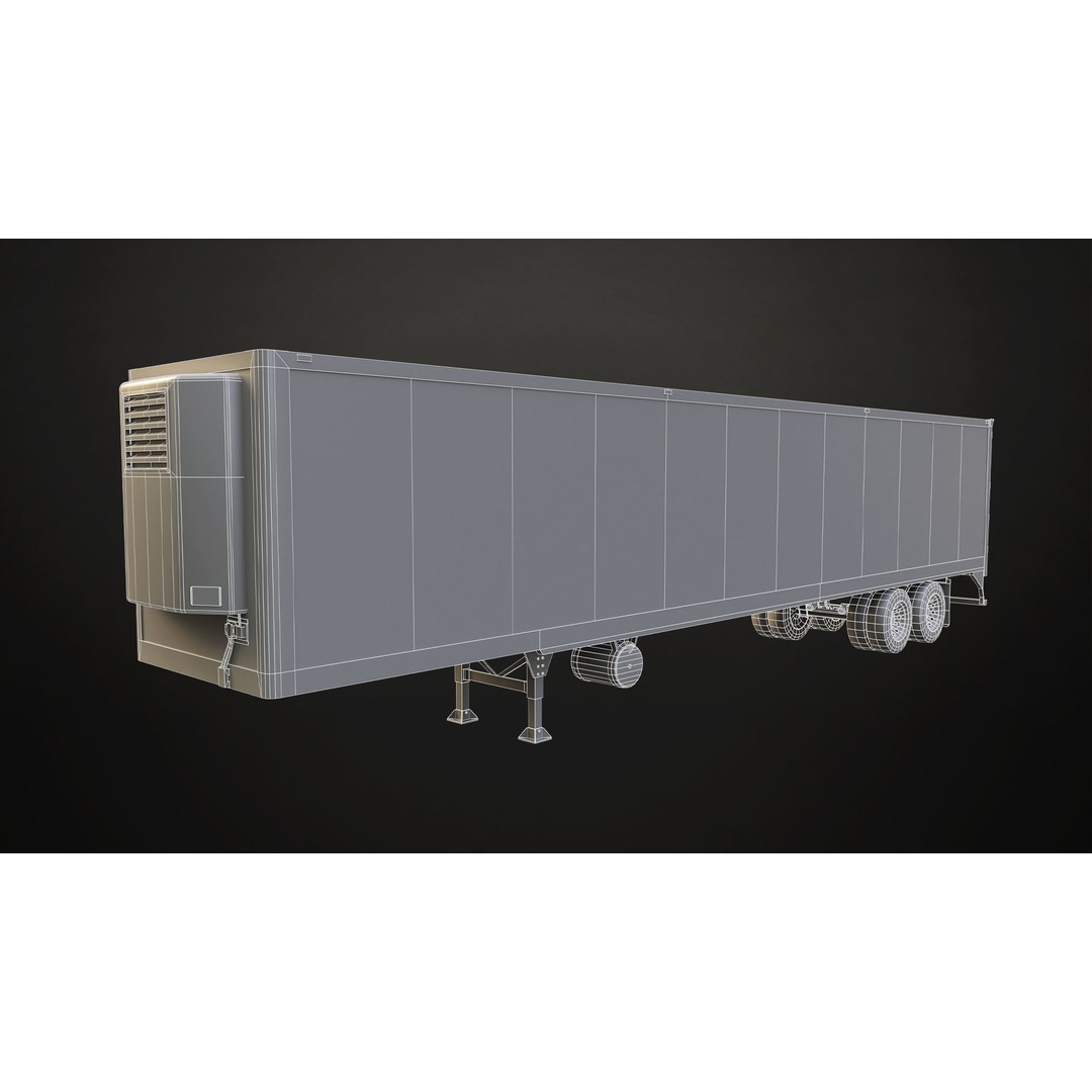 Semi Truck 3D Model – Low Poly Refrigerated Trailer, Game Ready, FBX - View 26