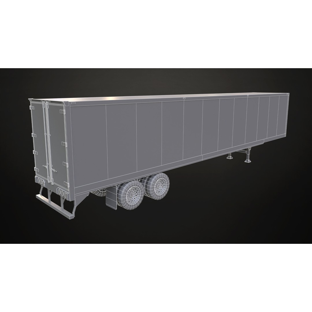 Semi Truck 3D Model – Low Poly Refrigerated Trailer, Game Ready, FBX - View 27
