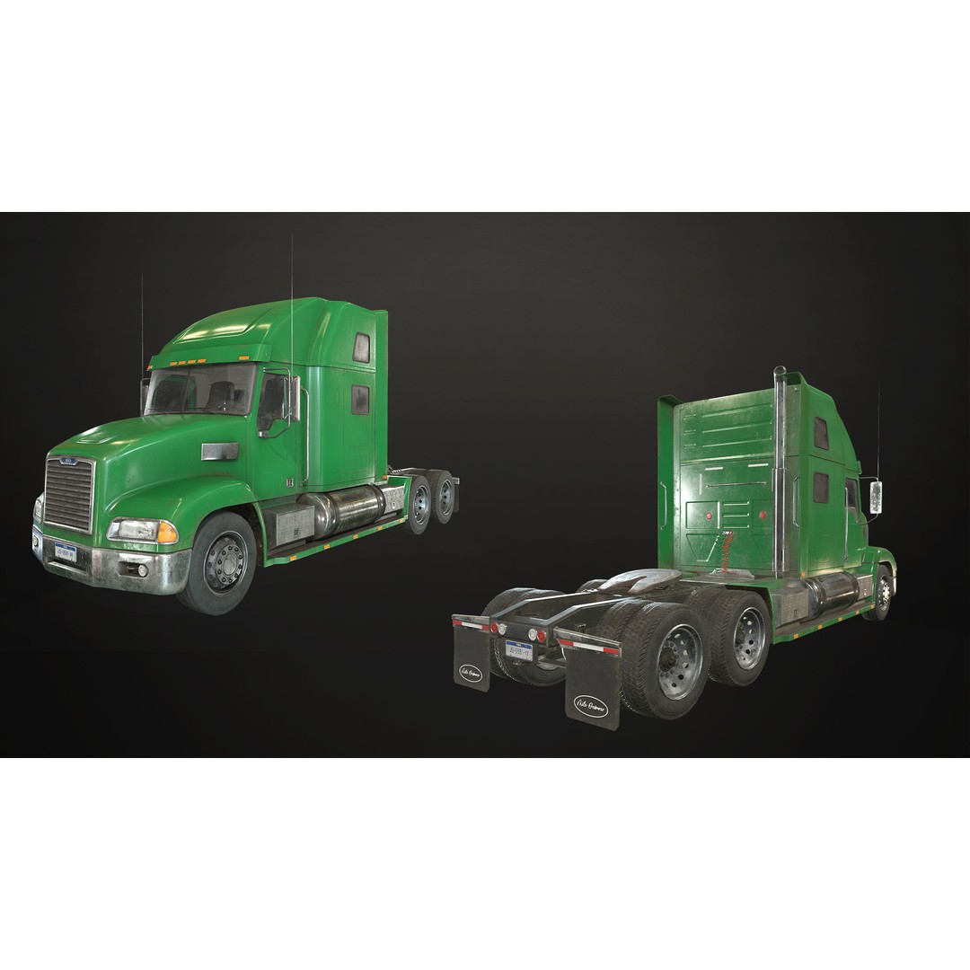 Semi Truck 3D Model – Low Poly Refrigerated Trailer, Game Ready, FBX - View 7