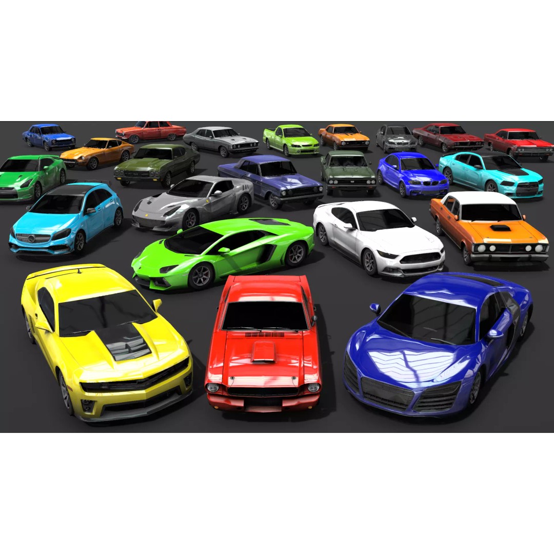 Low Poly 3D Cars Pack – Racing Car Models for Games, FBX, OBJ - View 2