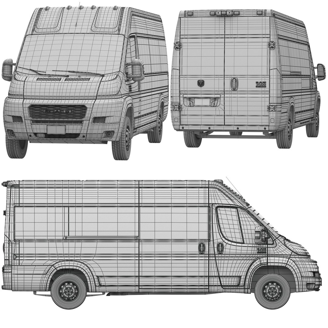 RAM PROMASTER 3500 Window Van 3D Model – High Poly Vehicle Asset, FBX, OBJ - View 25