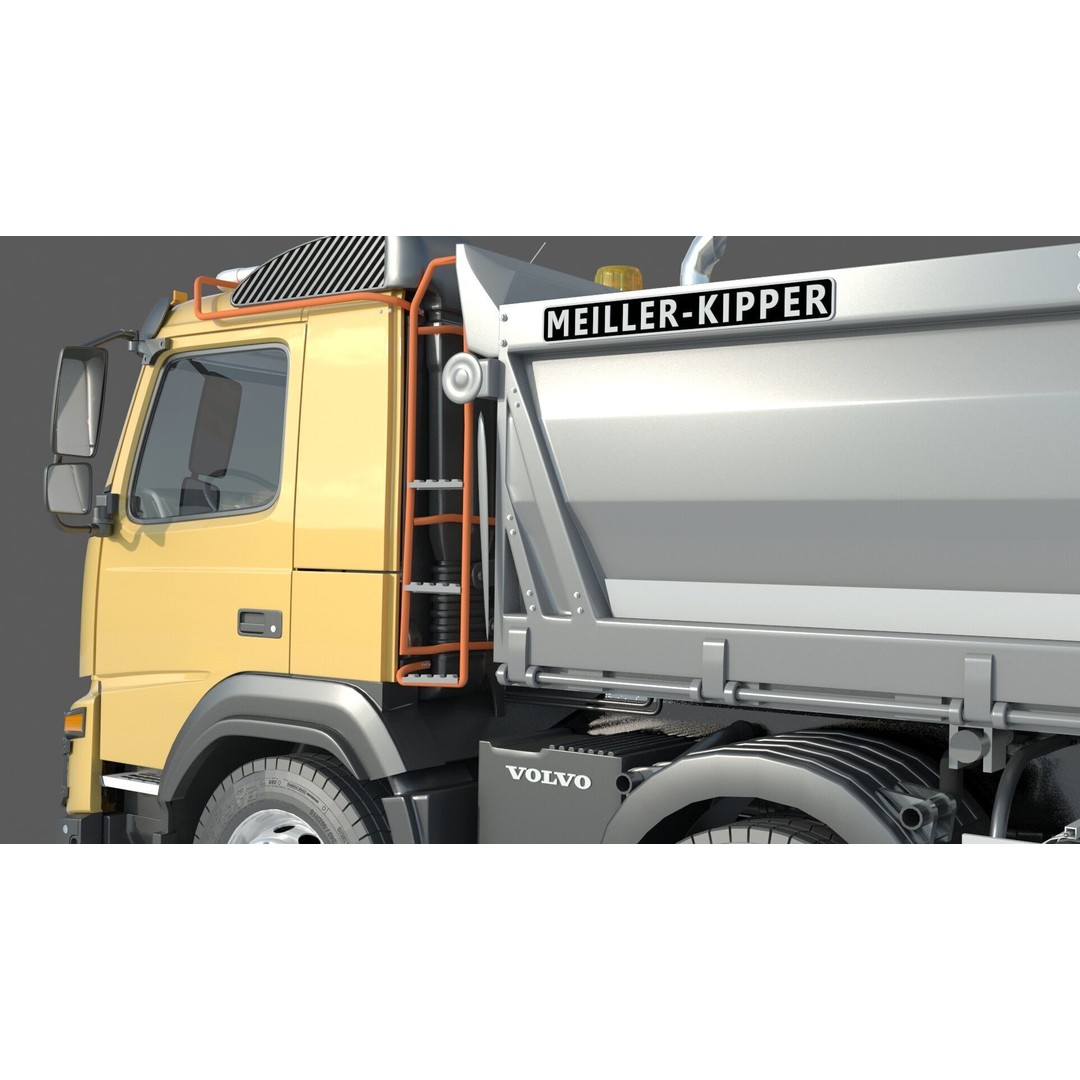 Volvo FMX 500 Dump Truck 3D Model – High Poly PBR Asset, FBX, OBJ - View 11