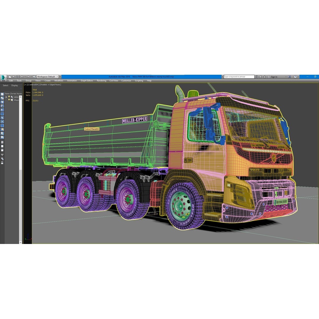 Volvo FMX 500 Dump Truck 3D Model – High Poly PBR Asset, FBX, OBJ - View 12