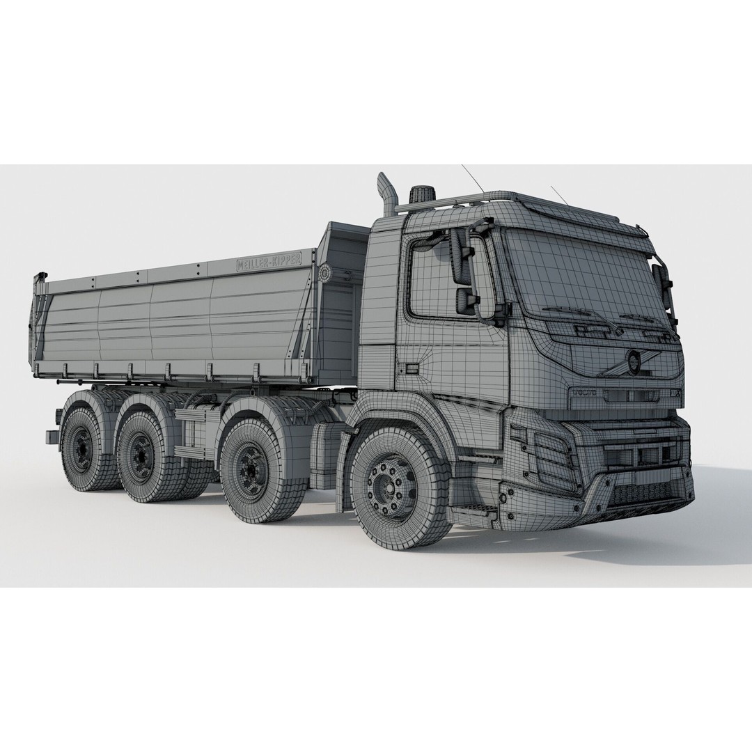 Volvo FMX 500 Dump Truck 3D Model – High Poly PBR Asset, FBX, OBJ - View 13