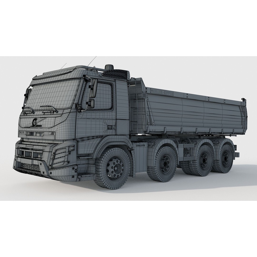 Volvo FMX 500 Dump Truck 3D Model – High Poly PBR Asset, FBX, OBJ - View 14