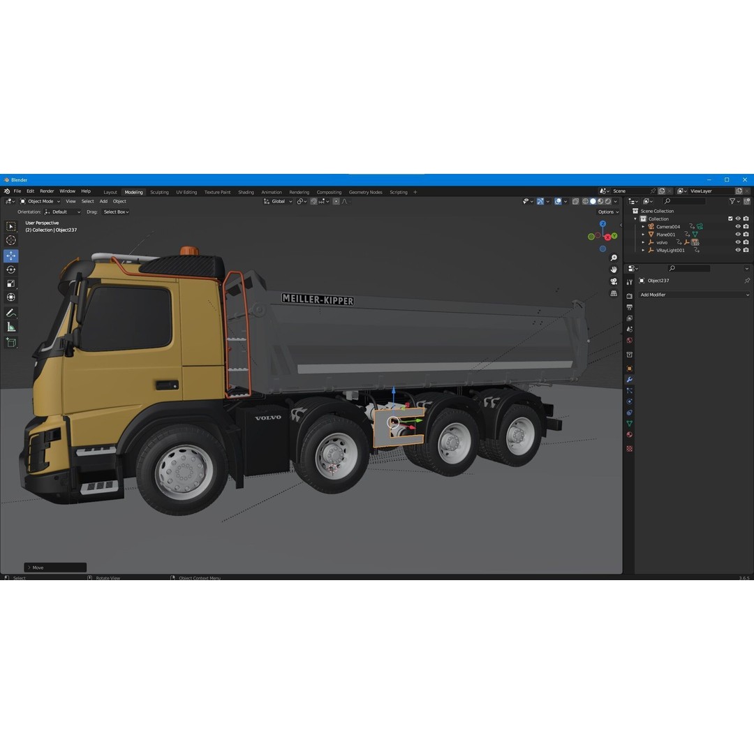 Volvo FMX 500 Dump Truck 3D Model – High Poly PBR Asset, FBX, OBJ - View 18