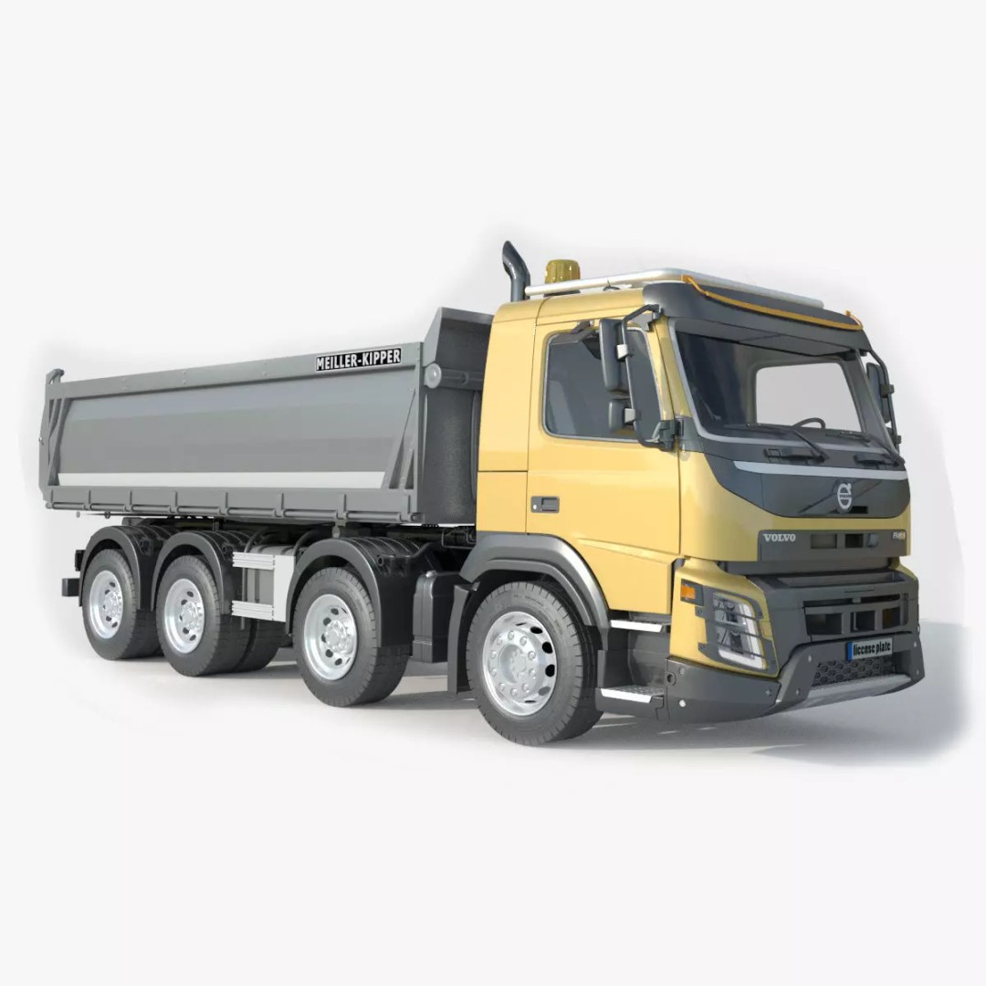 Volvo FMX 500 Dump Truck 3D Model – High Poly PBR Asset, FBX, OBJ - View 2