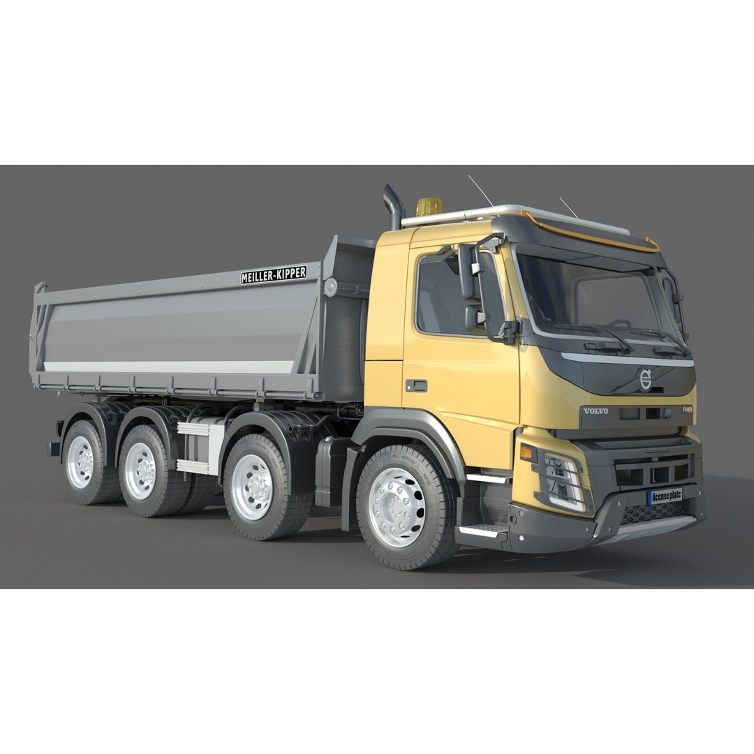 Volvo FMX 500 Dump Truck 3D Model – High Poly PBR Asset, FBX, OBJ - View 4
