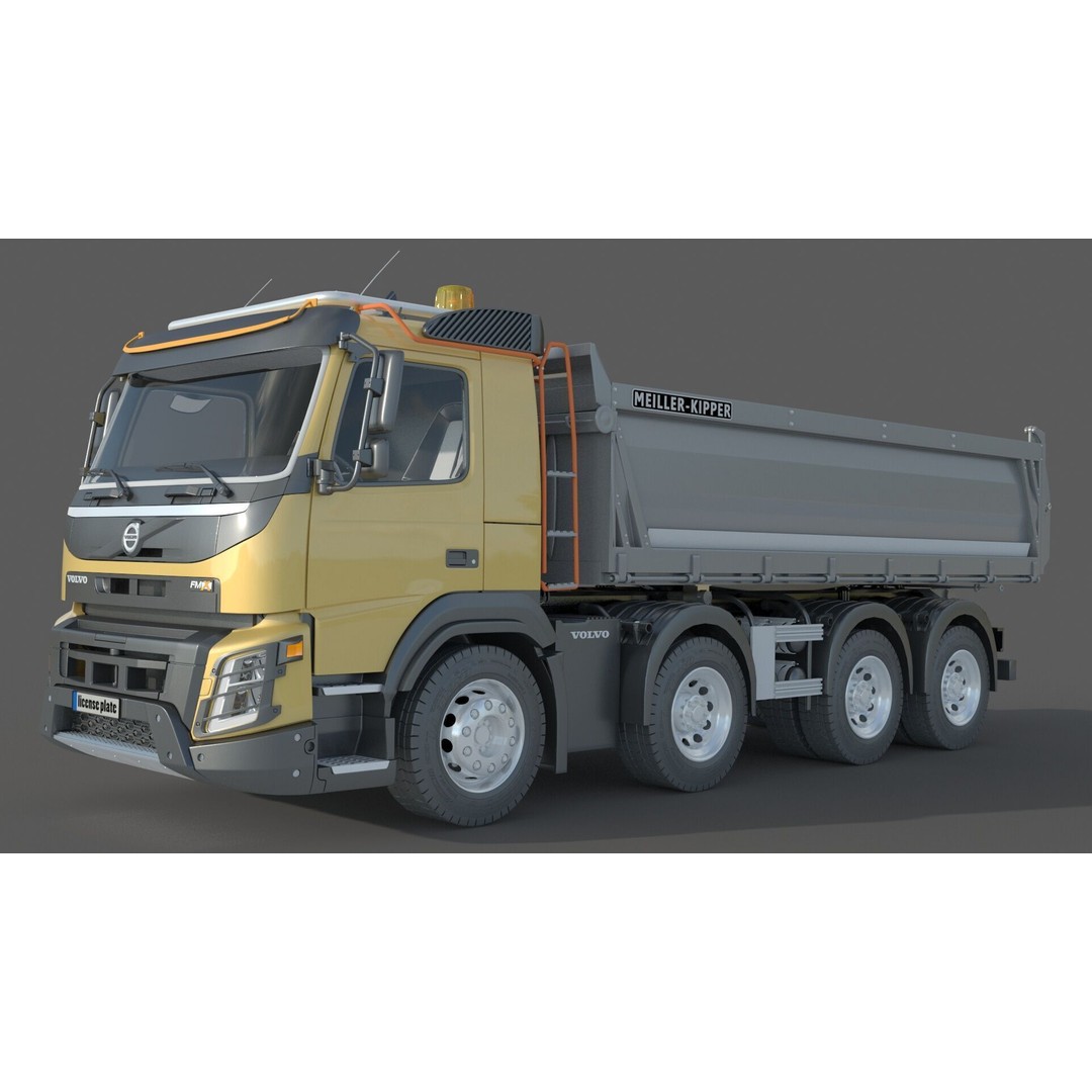 Volvo FMX 500 Dump Truck 3D Model – High Poly PBR Asset, FBX, OBJ - View 6