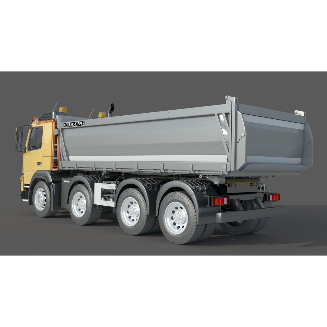 Volvo FMX 500 Dump Truck 3D Model – High Poly PBR Asset, FBX, OBJ - View 7
