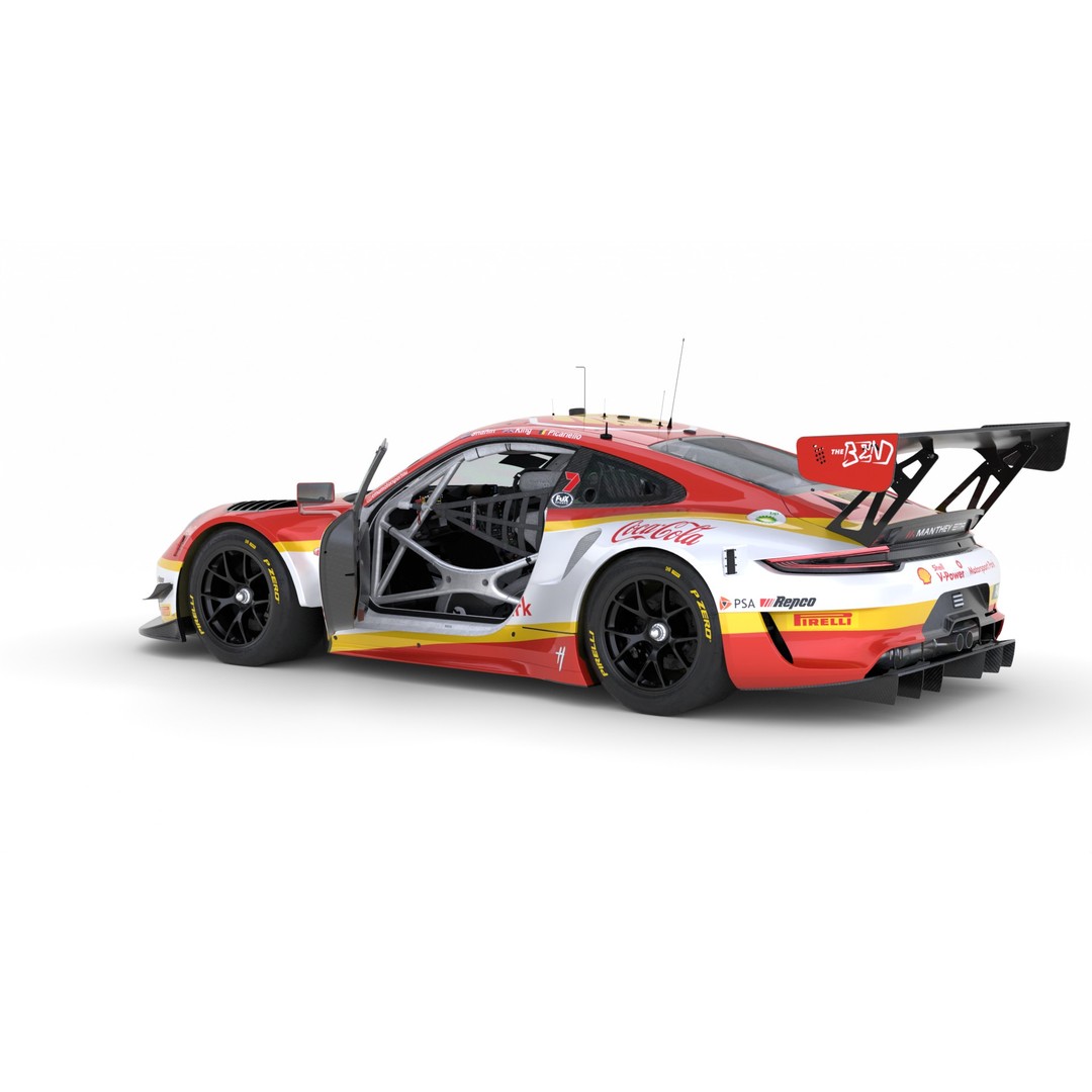 Porsche 911 GT3 R 2018 3D Model – High Poly Racing Car, FBX, Blender - View 10