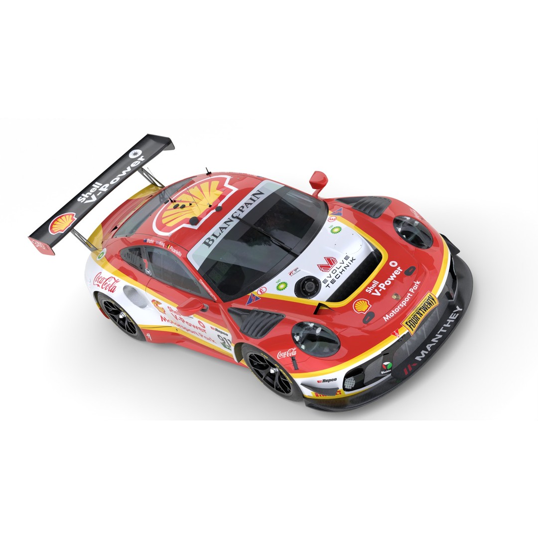 Porsche 911 GT3 R 2018 3D Model – High Poly Racing Car, FBX, Blender - View 12