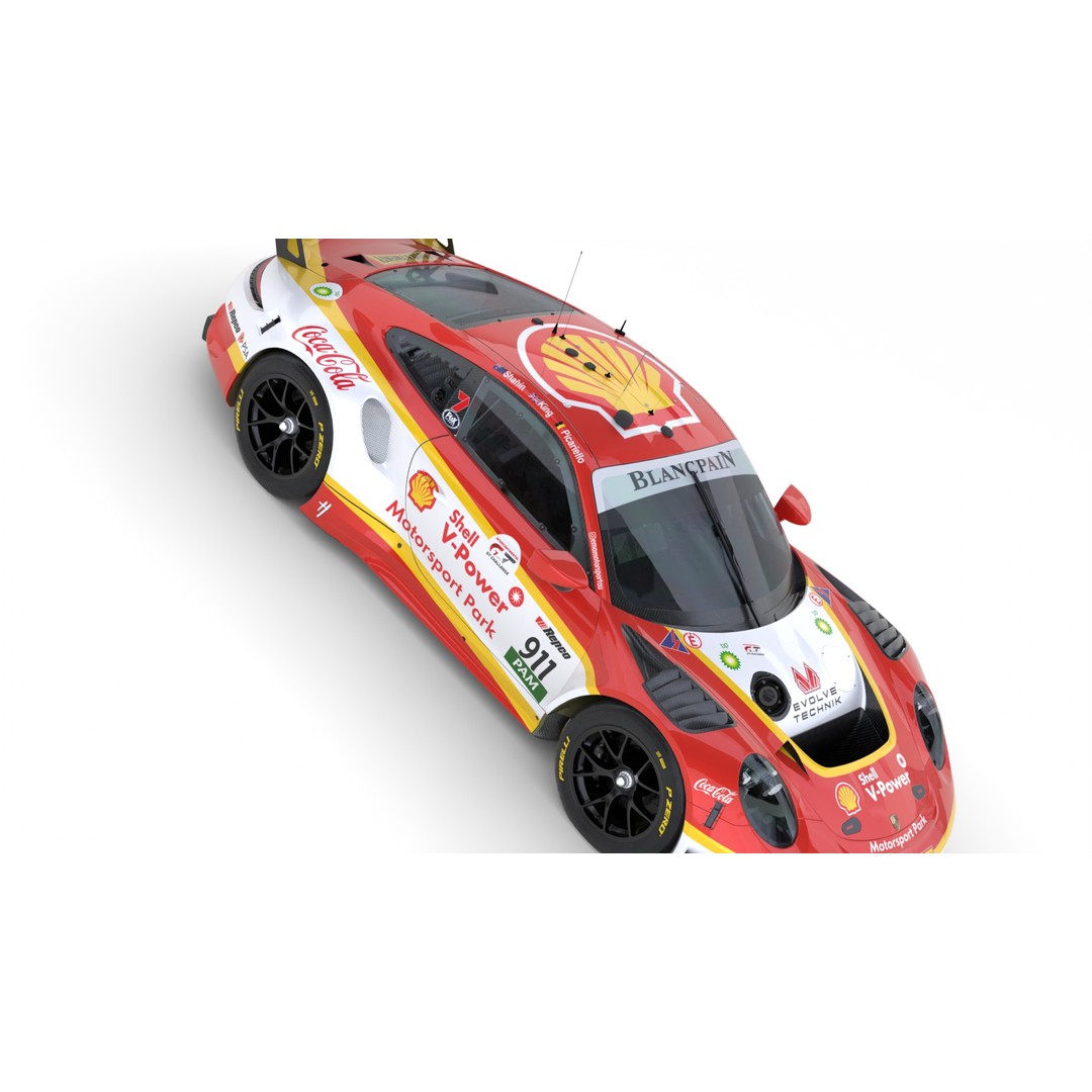 Porsche 911 GT3 R 2018 3D Model – High Poly Racing Car, FBX, Blender - View 13