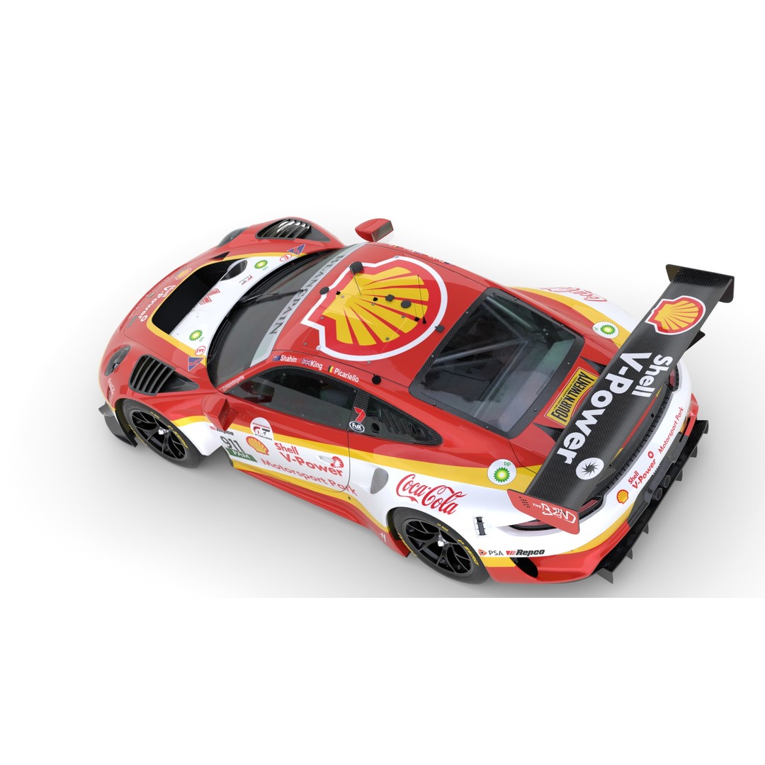 Porsche 911 GT3 R 2018 3D Model – High Poly Racing Car, FBX, Blender - View 14