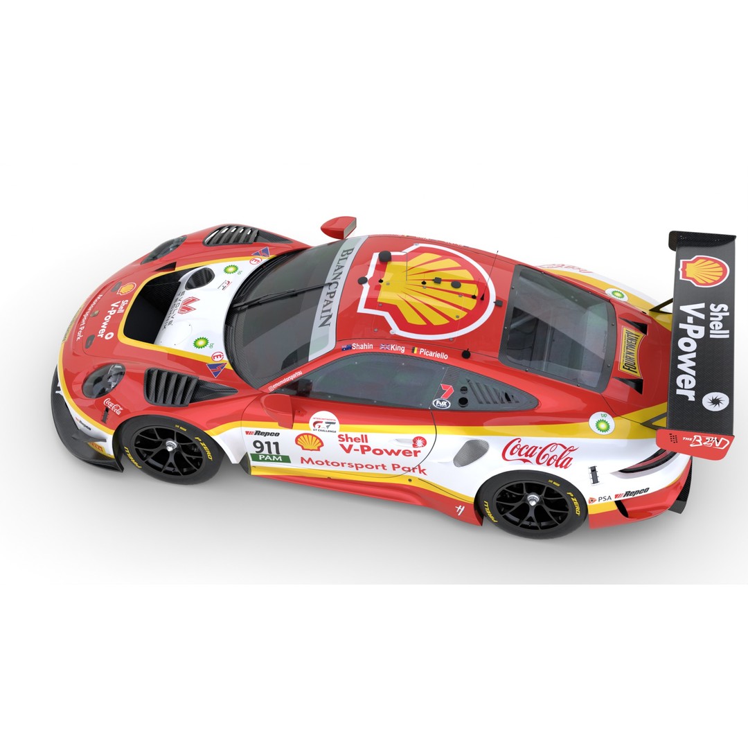 Porsche 911 GT3 R 2018 3D Model – High Poly Racing Car, FBX, Blender - View 17