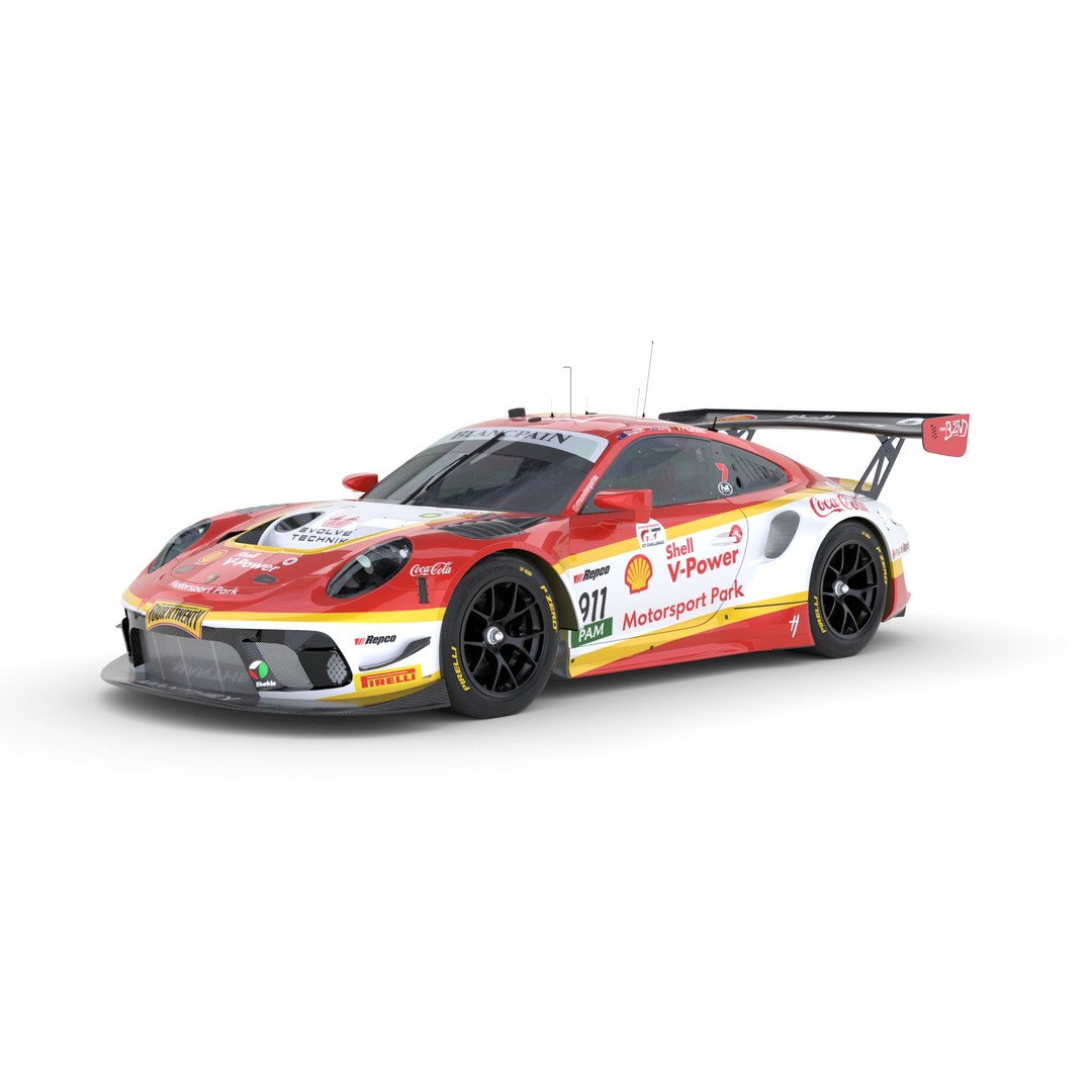 Porsche 911 GT3 R 2018 3D Model – High Poly Racing Car, FBX, Blender - View 3