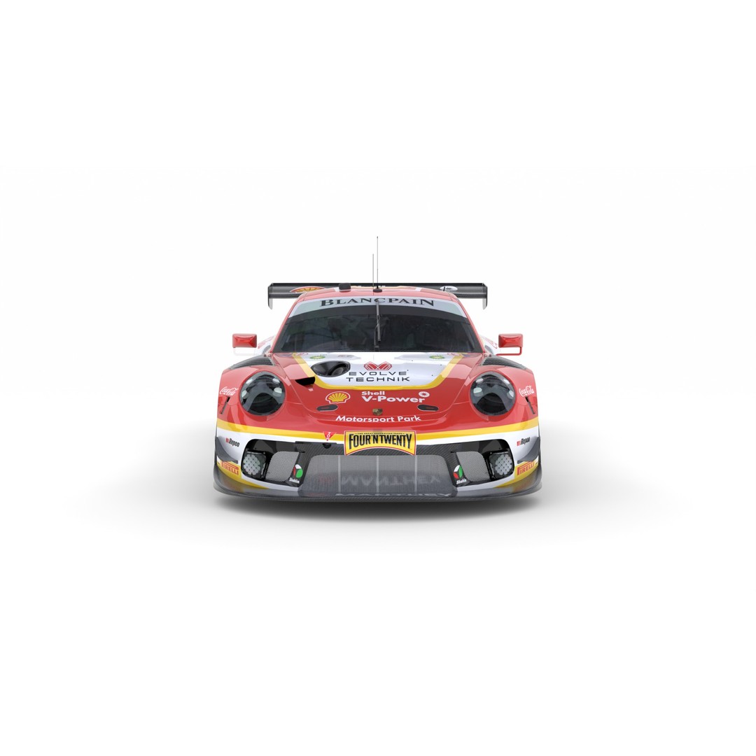 Porsche 911 GT3 R 2018 3D Model – High Poly Racing Car, FBX, Blender - View 5