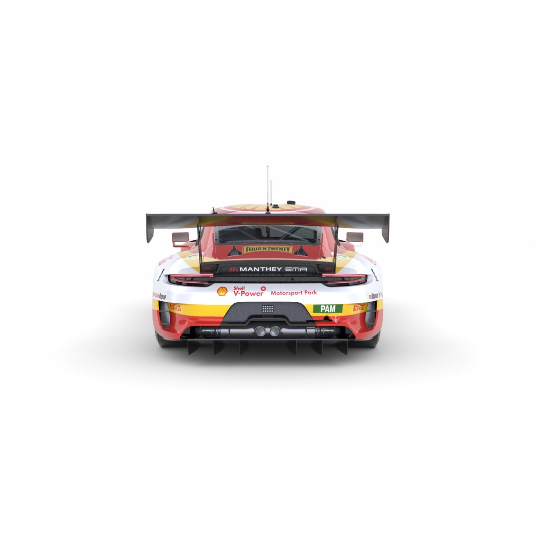 Porsche 911 GT3 R 2018 3D Model – High Poly Racing Car, FBX, Blender - View 6