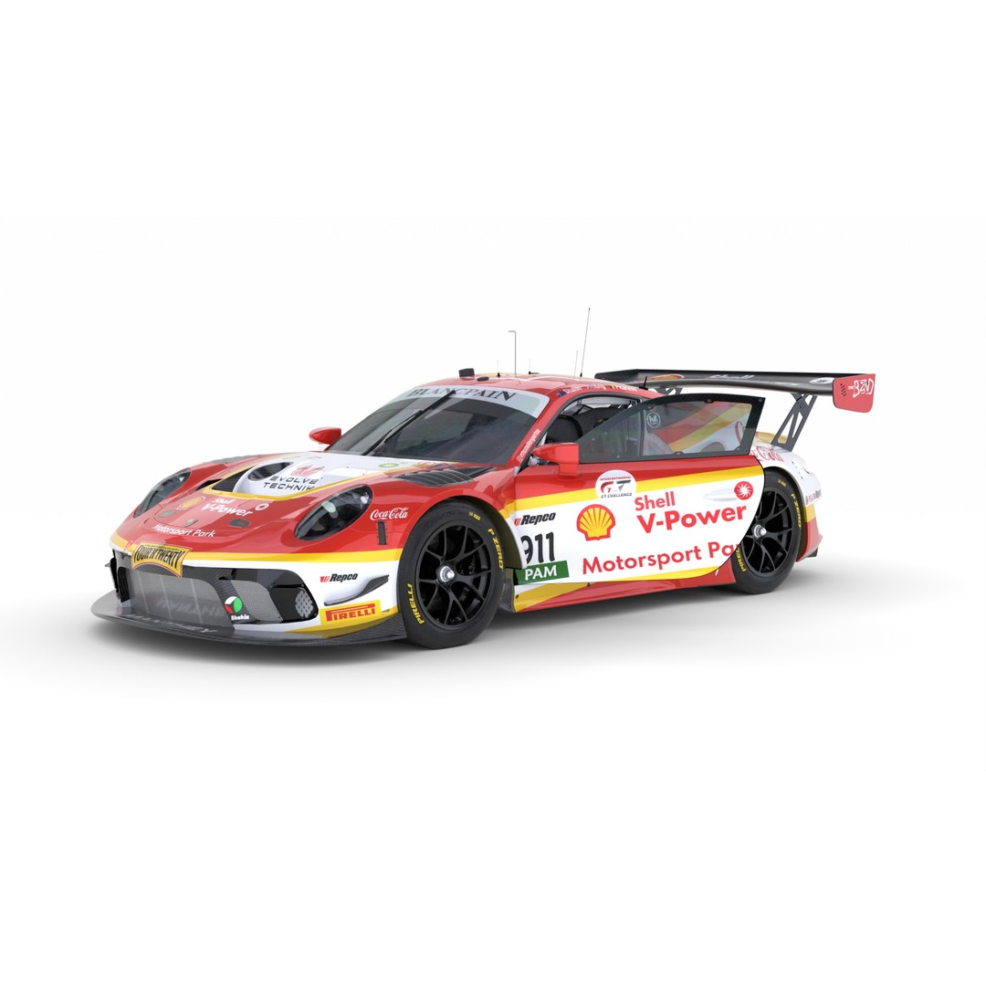 Porsche 911 GT3 R 2018 3D Model – High Poly Racing Car, FBX, Blender - View 9