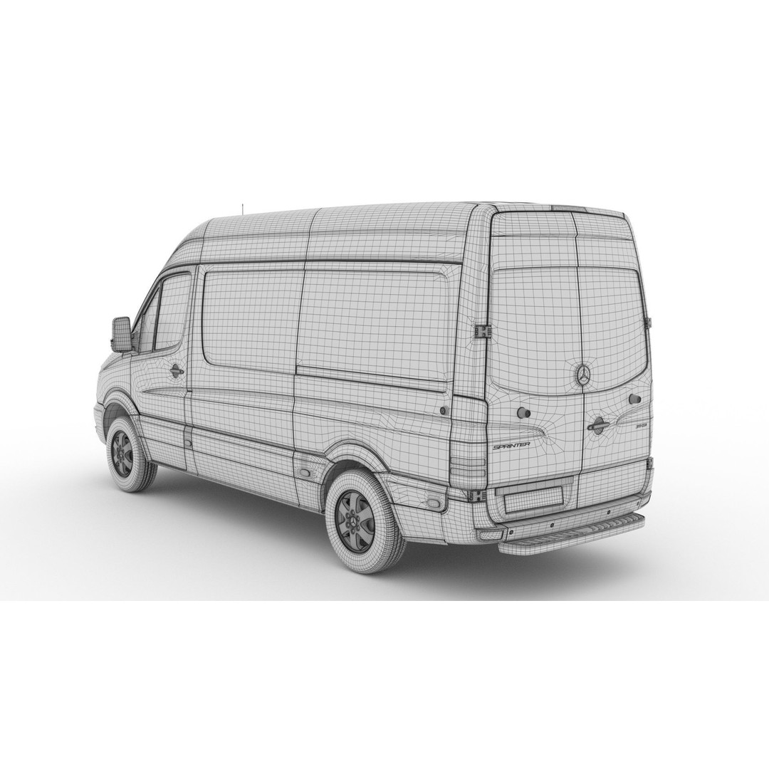 Mercedes Benz Sprinter Van L2H2 2018 3D Model – High Poly Vehicle Asset, FBX, OBJ