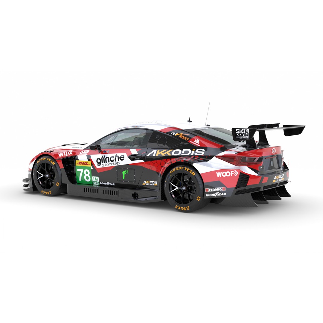 Lexus RCF LMGT3 2025 WEC 3D Model – High Poly Racing Car, FBX, PBR - View 11