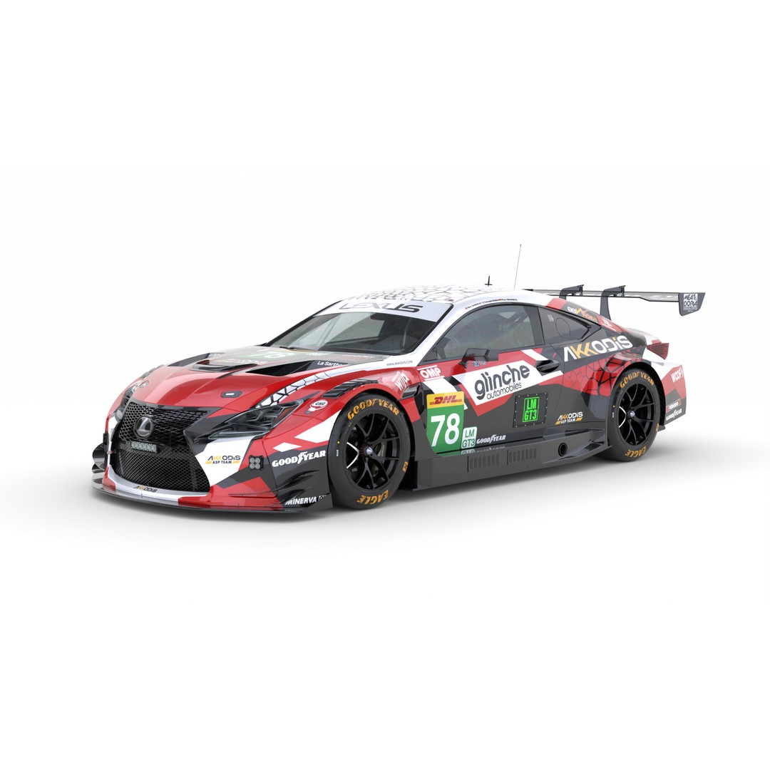 Lexus RCF LMGT3 2025 WEC 3D Model – High Poly Racing Car, FBX, PBR - View 7
