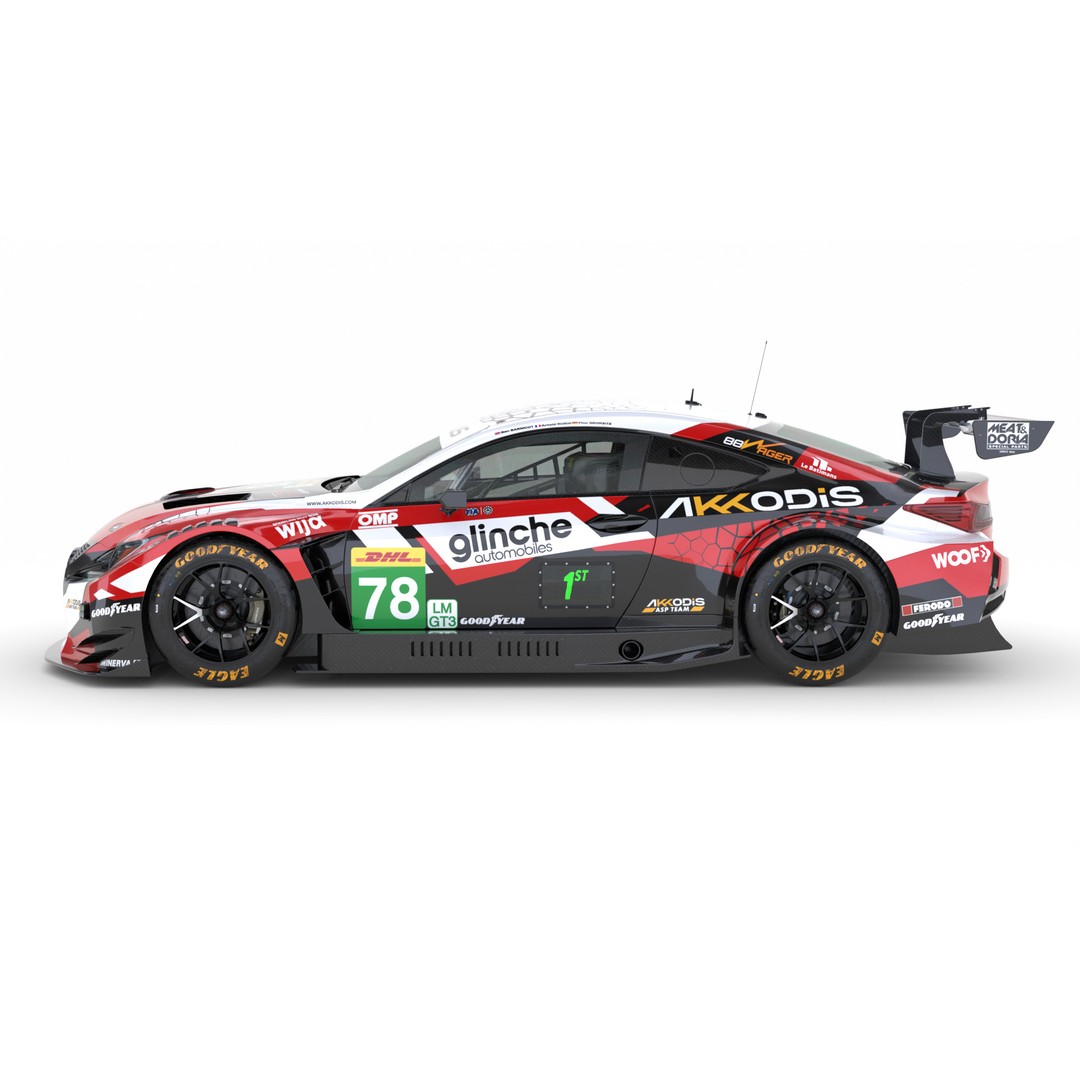 Lexus RCF LMGT3 2025 WEC 3D Model – High Poly Racing Car, FBX, PBR - View 8