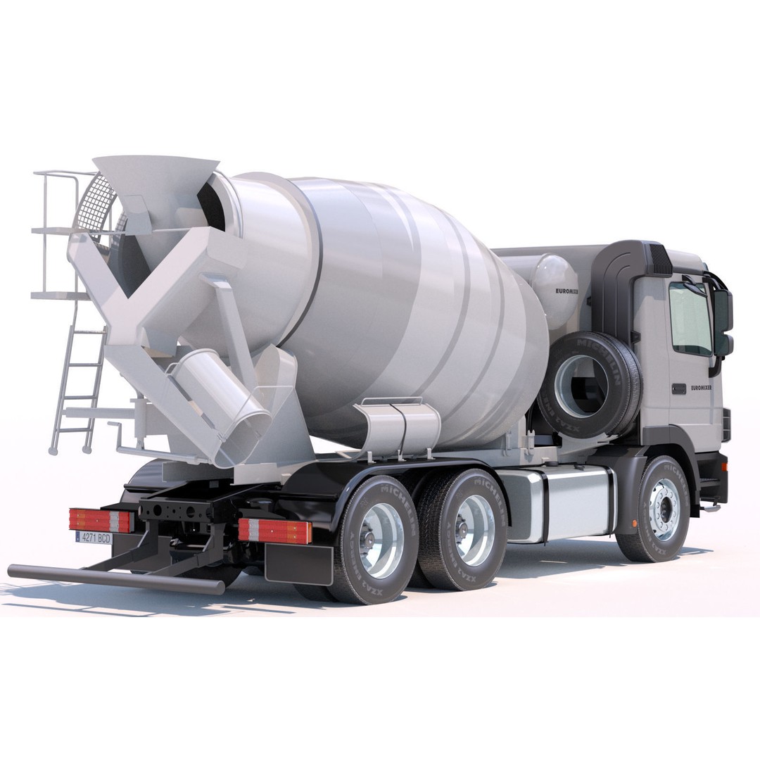 Mercedes Actros Cement Mixer 3D Model – High Poly PBR Asset, FBX - View 4