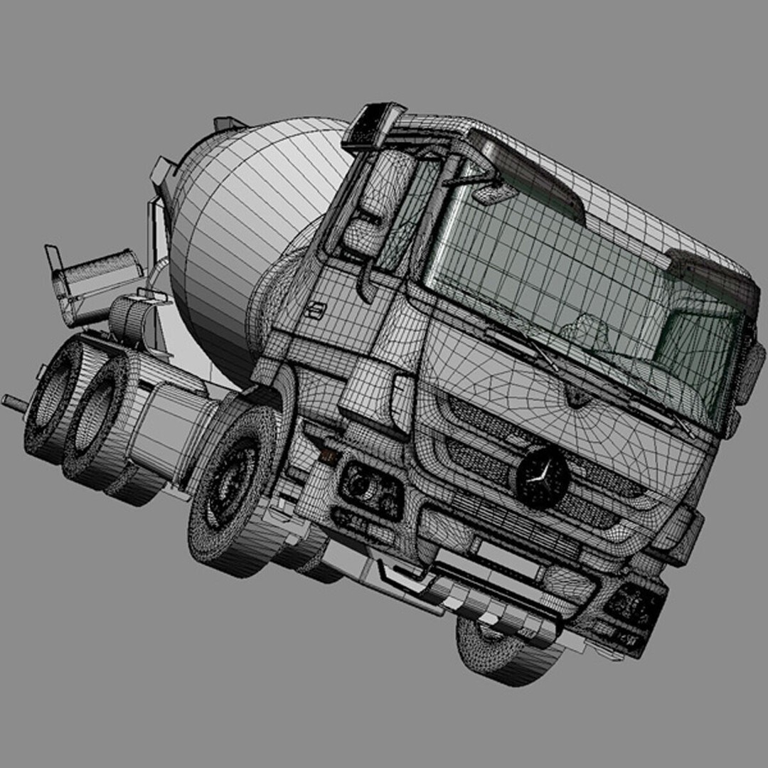 Mercedes Actros Cement Mixer 3D Model – High Poly PBR Asset, FBX - View 6