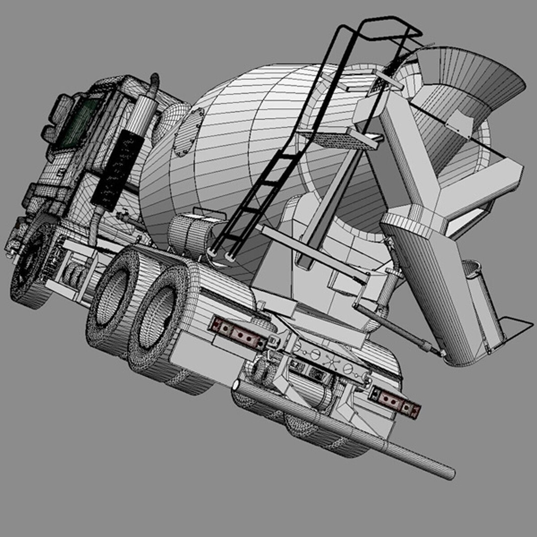 Mercedes Actros Cement Mixer 3D Model – High Poly PBR Asset, FBX - View 7