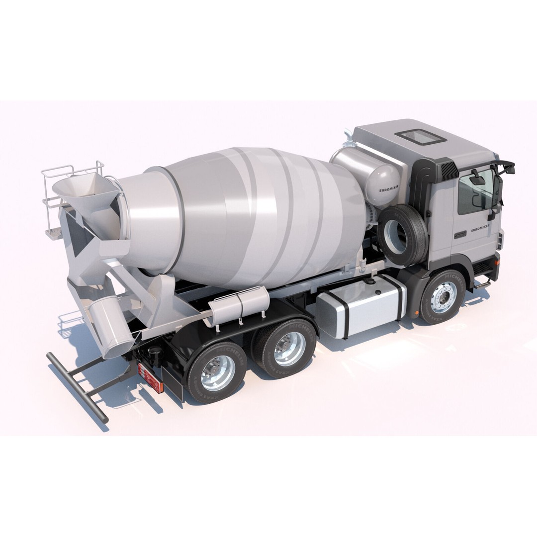 Mercedes Actros Cement Mixer 3D Model – High Poly PBR Asset, FBX - View 8
