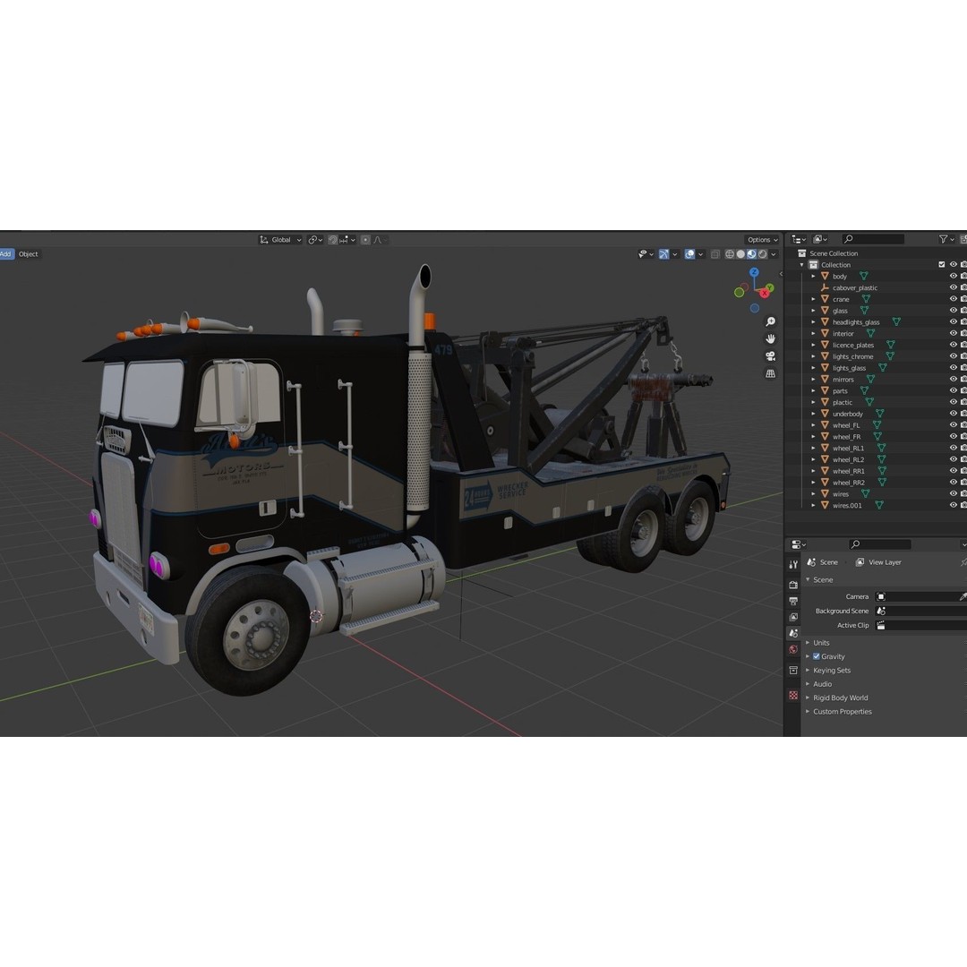 1980 Freightliner Heavy Wrecker 3D Model – Low Poly Game Ready Asset, FBX