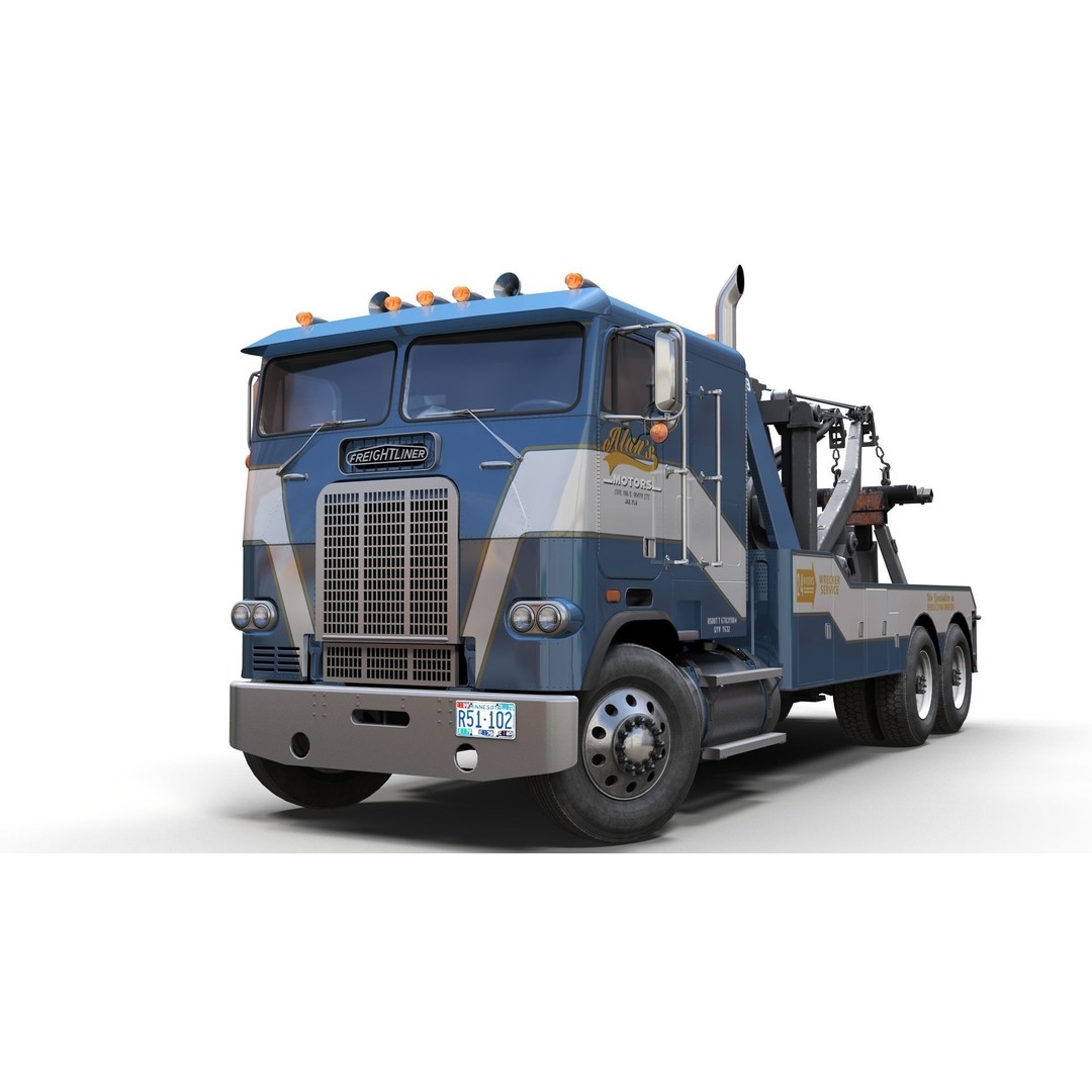 1980 Freightliner Heavy Wrecker 3D Model – Low Poly Game Ready Asset, FBX - View 10