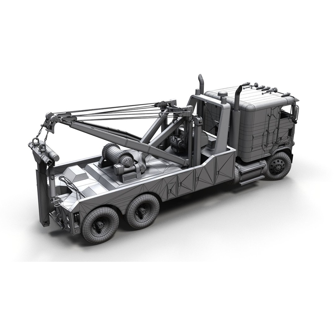 1980 Freightliner Heavy Wrecker 3D Model – Low Poly Game Ready Asset, FBX - View 12
