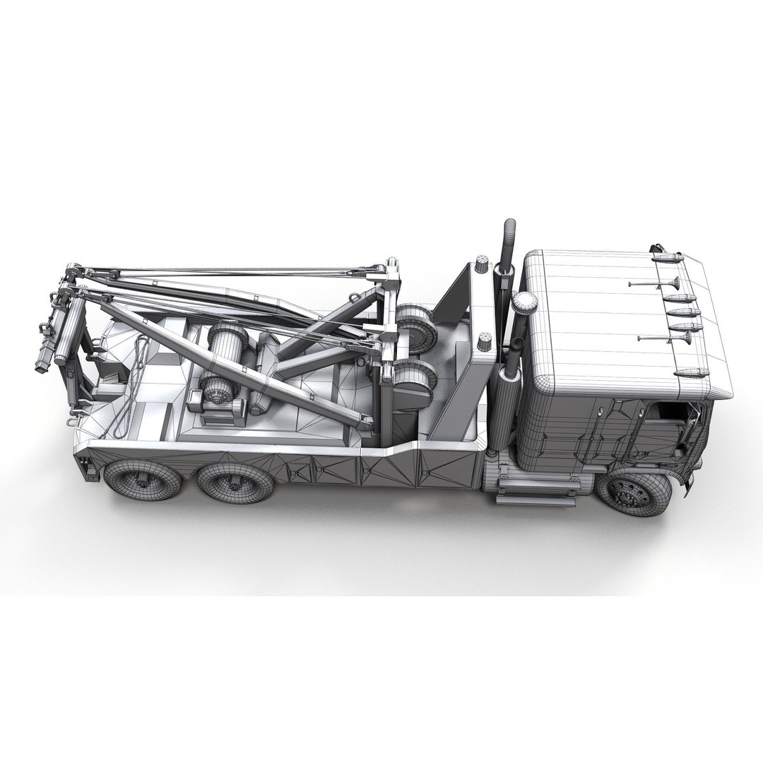 1980 Freightliner Heavy Wrecker 3D Model – Low Poly Game Ready Asset, FBX - View 13