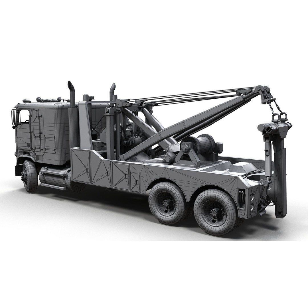1980 Freightliner Heavy Wrecker 3D Model – Low Poly Game Ready Asset, FBX - View 14