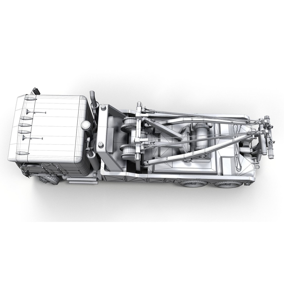 1980 Freightliner Heavy Wrecker 3D Model – Low Poly Game Ready Asset, FBX - View 17