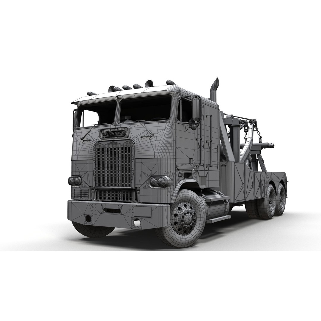1980 Freightliner Heavy Wrecker 3D Model – Low Poly Game Ready Asset, FBX - View 18