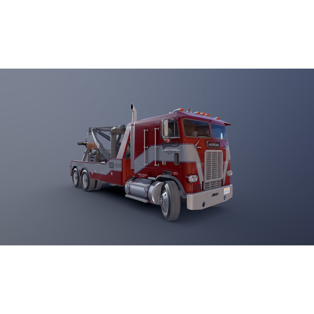 1980 Freightliner Heavy Wrecker 3D Model – Low Poly Game Ready Asset, FBX - View 19