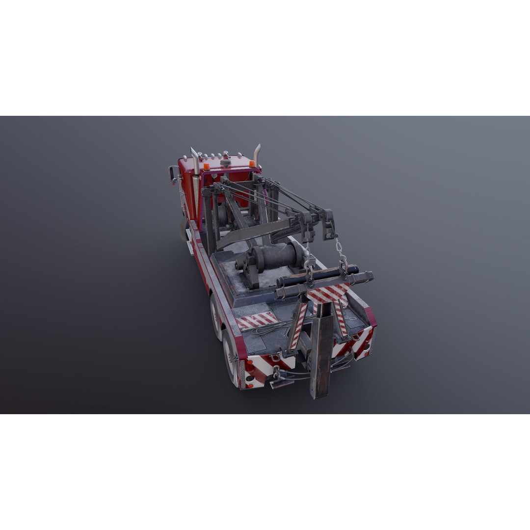 1980 Freightliner Heavy Wrecker 3D Model – Low Poly Game Ready Asset, FBX - View 22