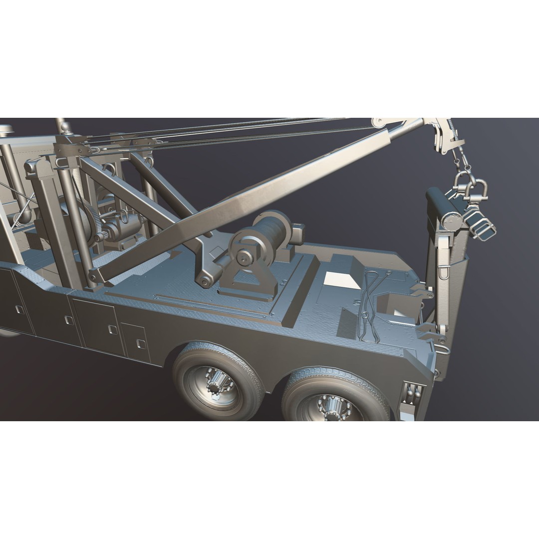 1980 Freightliner Heavy Wrecker 3D Model – Low Poly Game Ready Asset, FBX - View 28