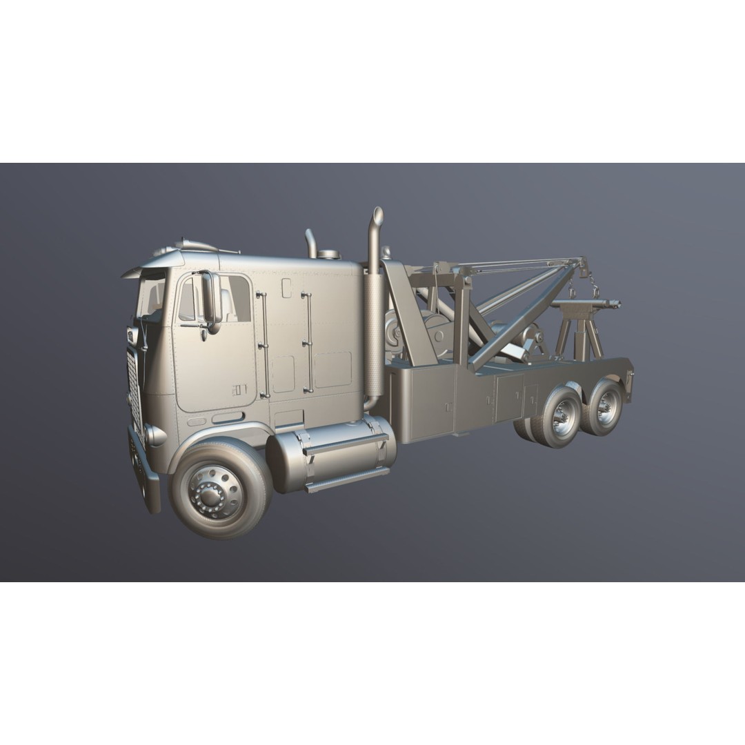 1980 Freightliner Heavy Wrecker 3D Model – Low Poly Game Ready Asset, FBX - View 29