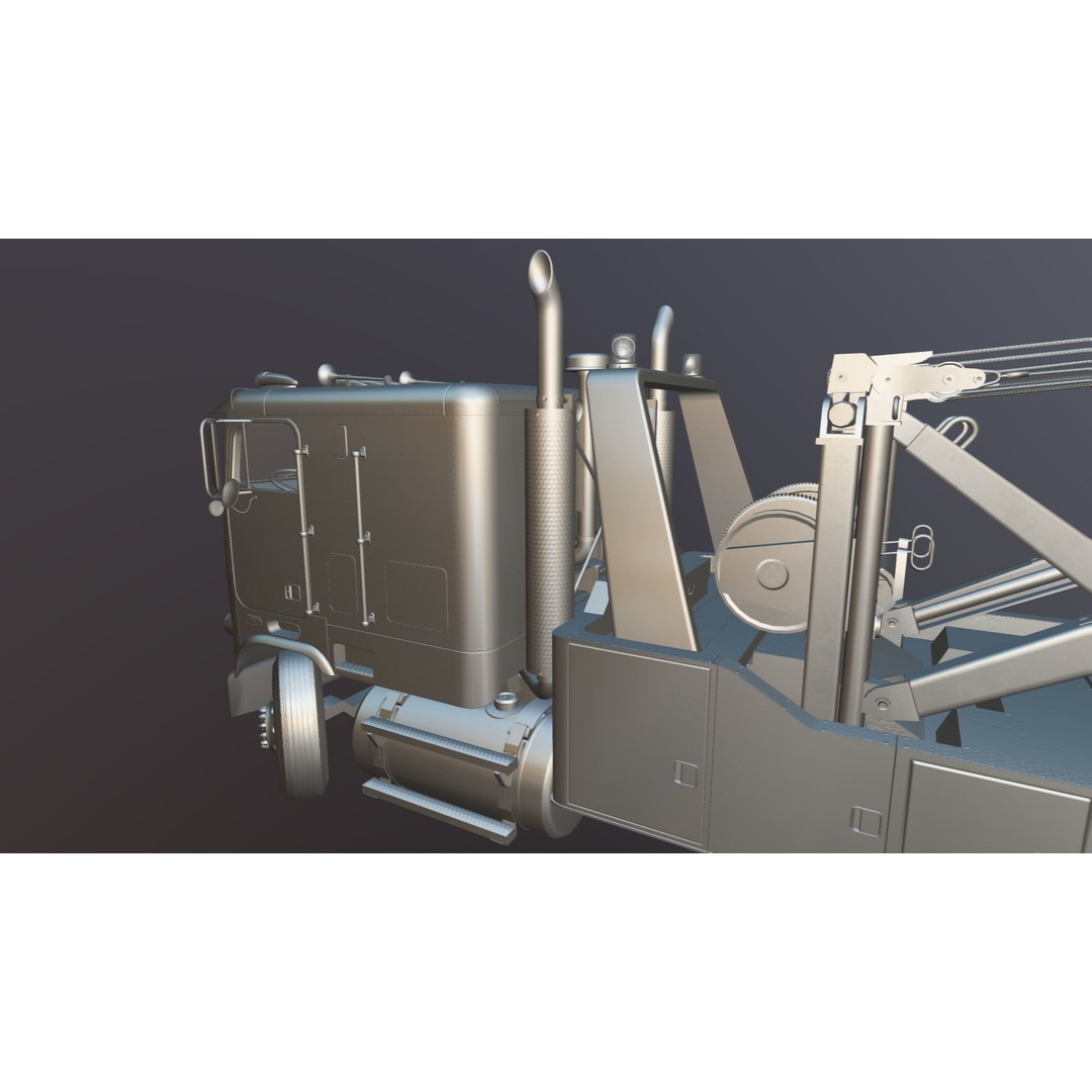 1980 Freightliner Heavy Wrecker 3D Model – Low Poly Game Ready Asset, FBX - View 32