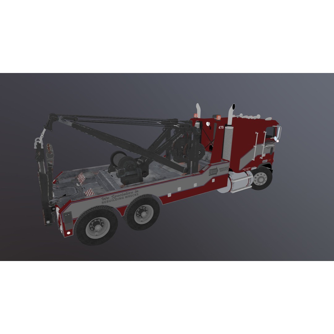 1980 Freightliner Heavy Wrecker 3D Model – Low Poly Game Ready Asset, FBX - View 34