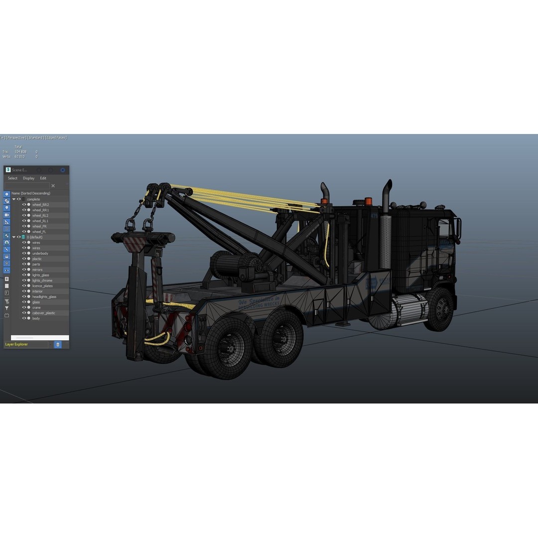 1980 Freightliner Heavy Wrecker 3D Model – Low Poly Game Ready Asset, FBX - View 36