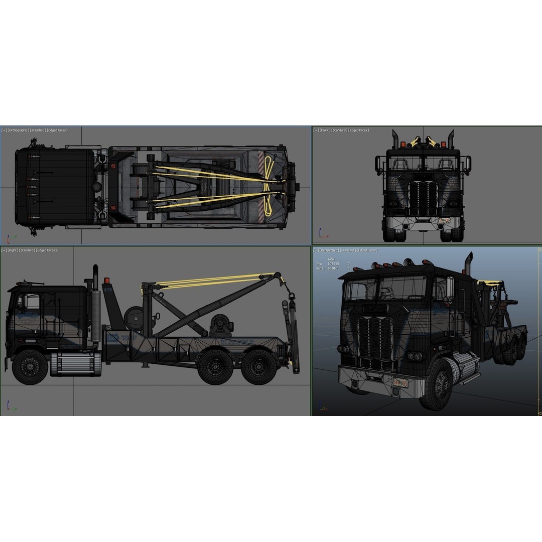 1980 Freightliner Heavy Wrecker 3D Model – Low Poly Game Ready Asset, FBX - View 37