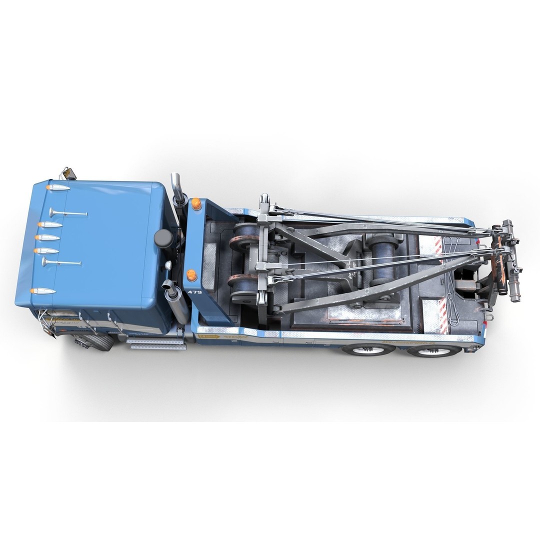 1980 Freightliner Heavy Wrecker 3D Model – Low Poly Game Ready Asset, FBX - View 9